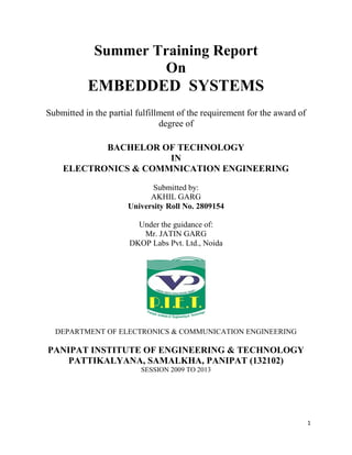 Embedded Systems Training Report | PDF