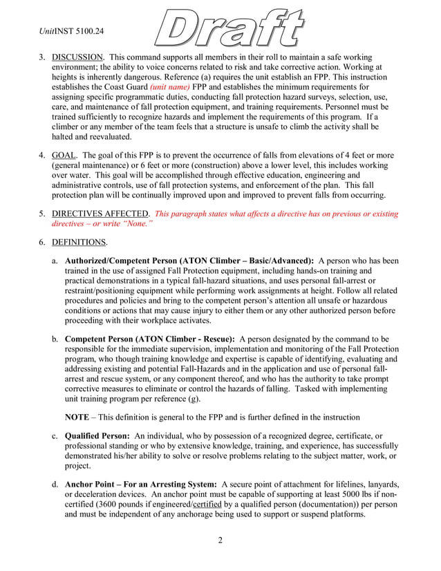 Fall Protection Plan Example Template | PDF