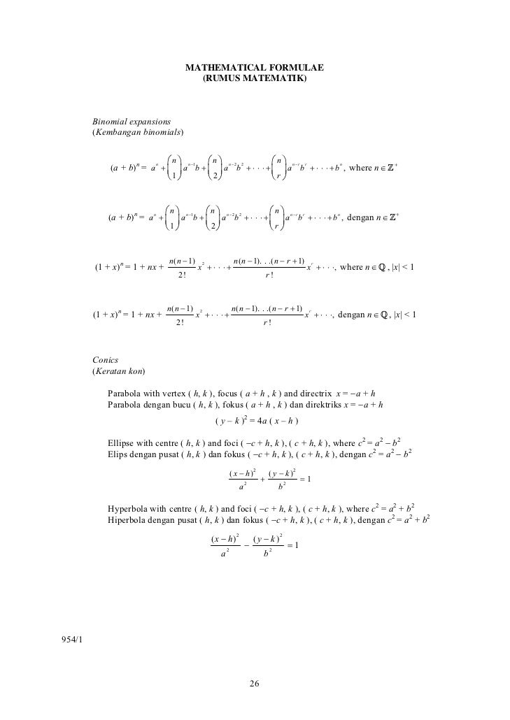 954 Sukatan Pelajaran Matematik T Stpm Baharu