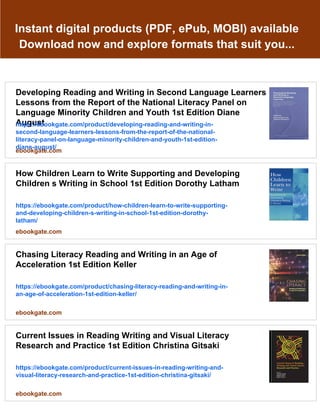 Timothy Programmer Based Reading Developing Literacy Reading and Writing To With and by Children Timothy ...