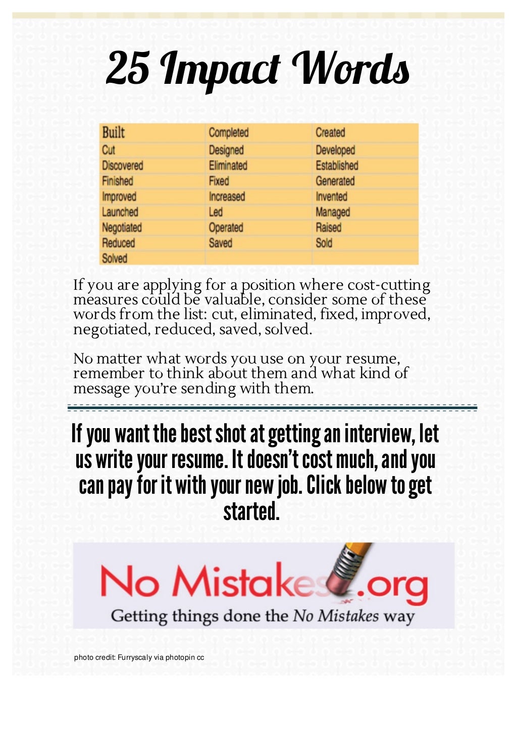 25 Impact Words For Your Resume