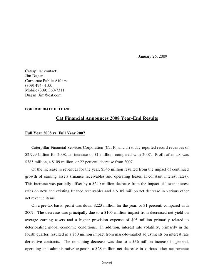 Caterpillar Financial Services Corp. Q4 2008