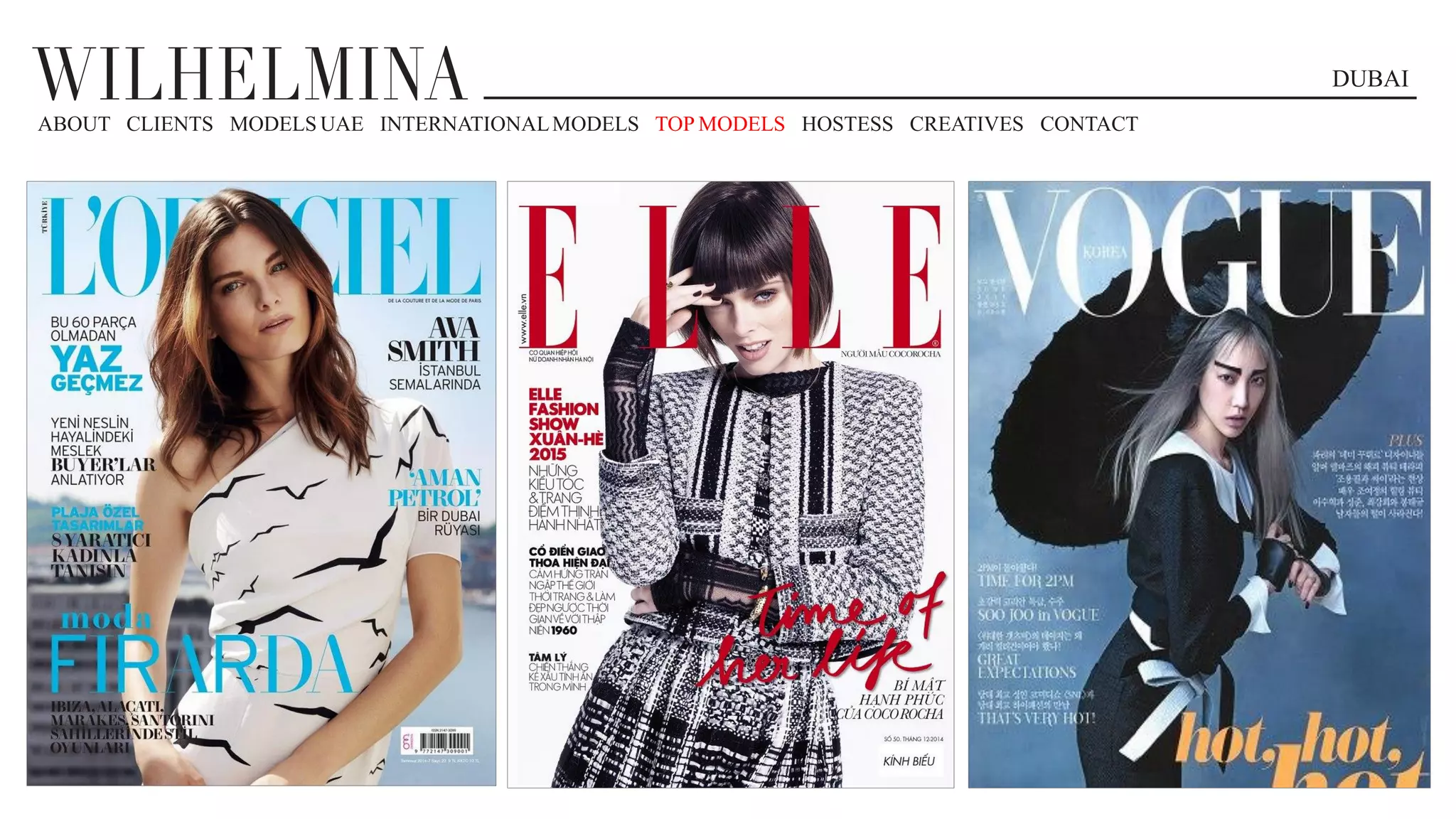 DUBAI
ABOUT CLIENTS MODELS UAE INTERNATIONALMODELS TOP MODELS HOSTESS CREATIVES CONTACT
 