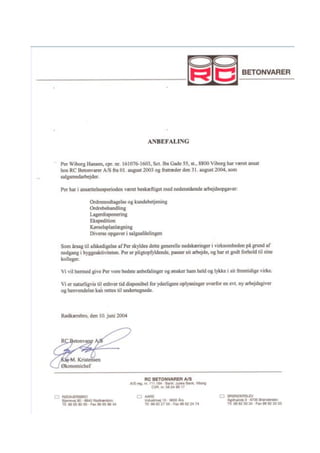 2004 Anbefaling, RC Betonvarer