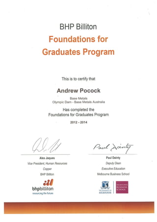 Foundations for Graduates Program Completion - Andrew Pocock