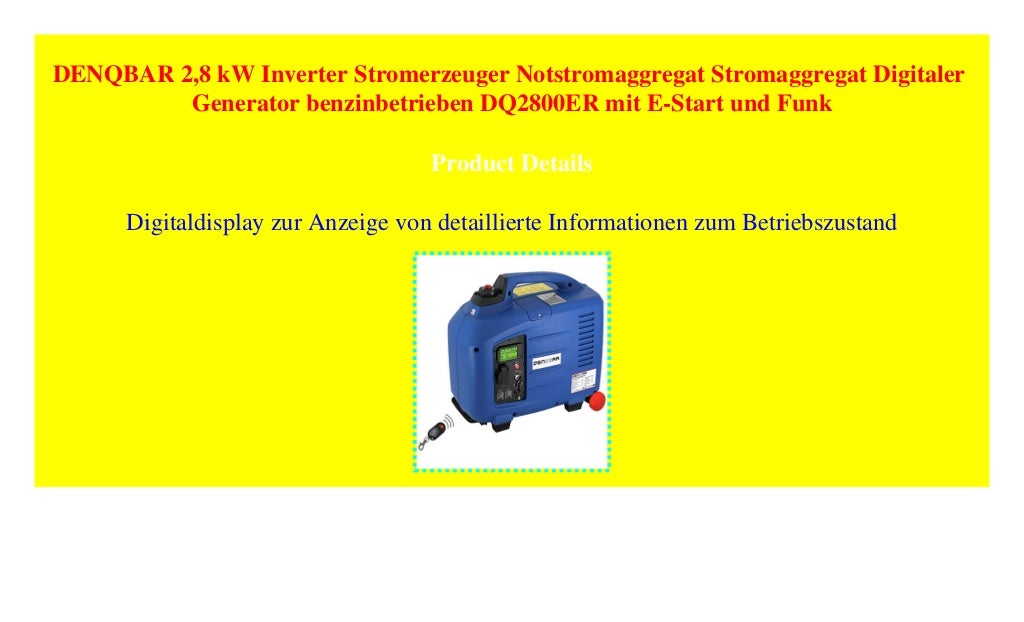 DENQBAR 2,8 kW Inverter Stromerzeuger Notstromaggregat Stromaggregat…