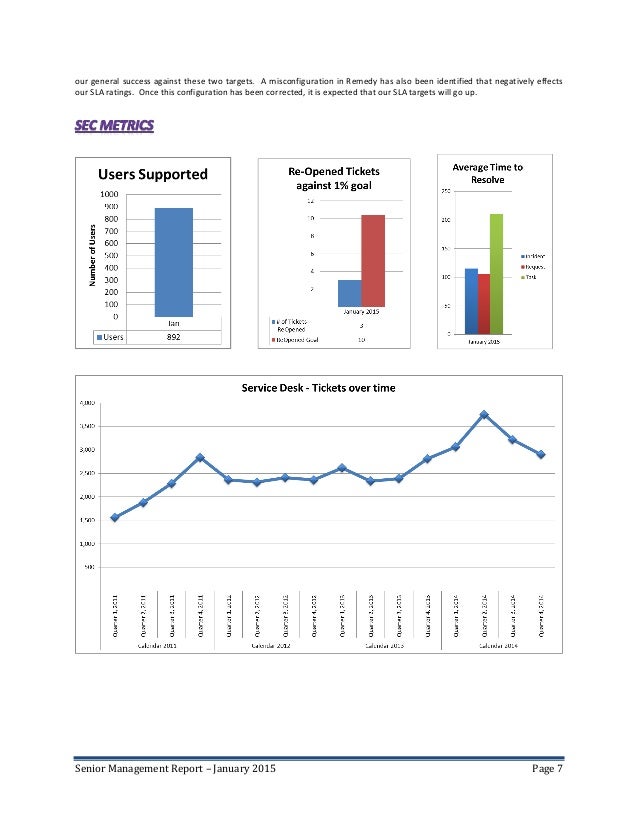 Senior Management Service Desk Report Sample