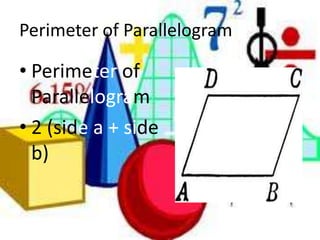 Perimeter of ParallelogramPerimeter of Parallelogram2 (side a+ side b)