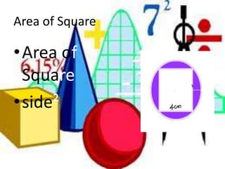 Area of SquareArea of Squareside²