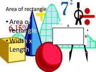Area of rectangleArea of rectangleWidthx Length