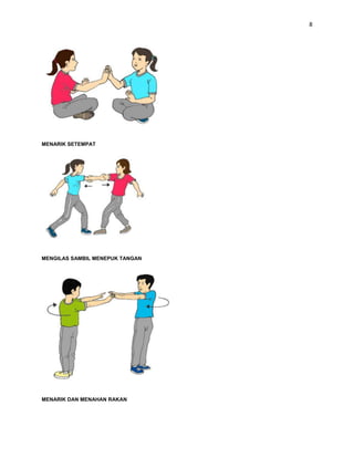 8




MENARIK SETEMPAT




MENGILAS SAMBIL MENEPUK TANGAN




MENARIK DAN MENAHAN RAKAN
 