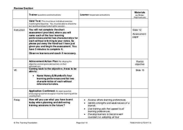 training plan template honey mumford learning model