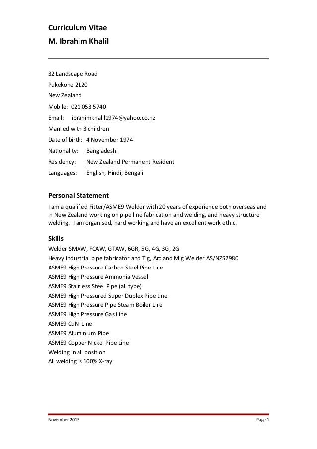 ibrahim cv nz new zealand curriculum vitae examples