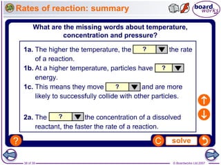 © Boardworks Ltd 2007
38 of 39
Rates of reaction: summary
 