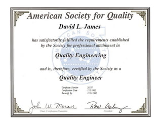 ASQ Certified Quality Engineer Certification