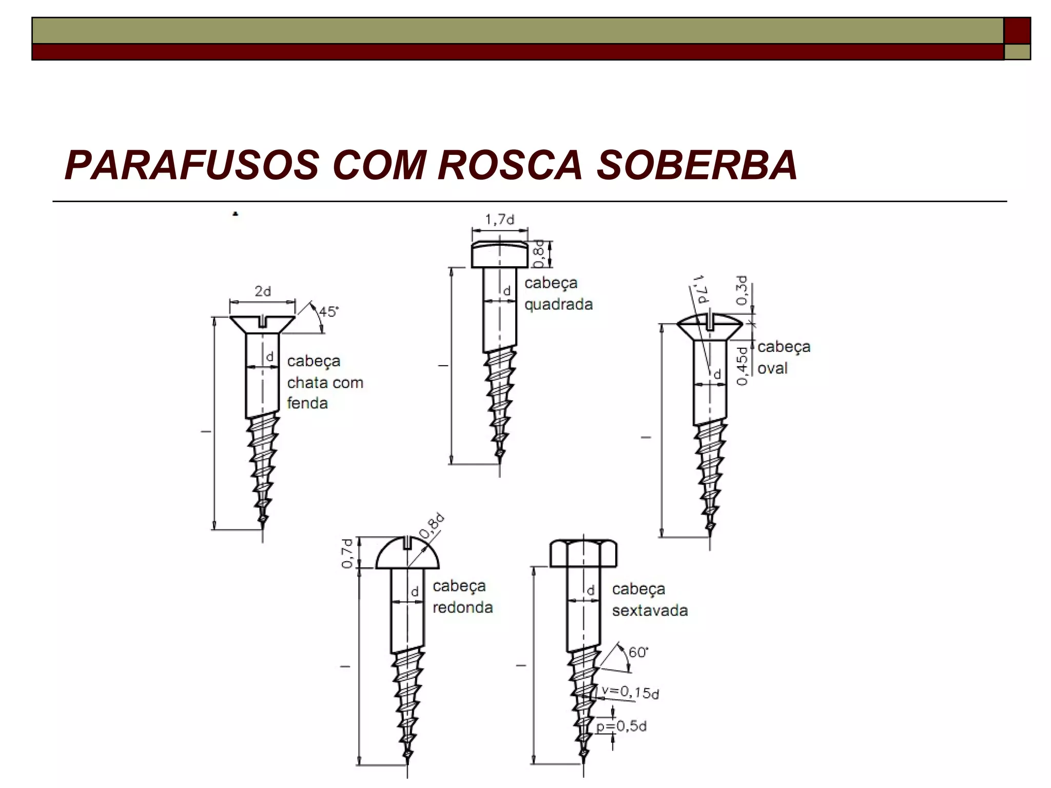 PARAFUSOS COM ROSCA SOBERBA
 