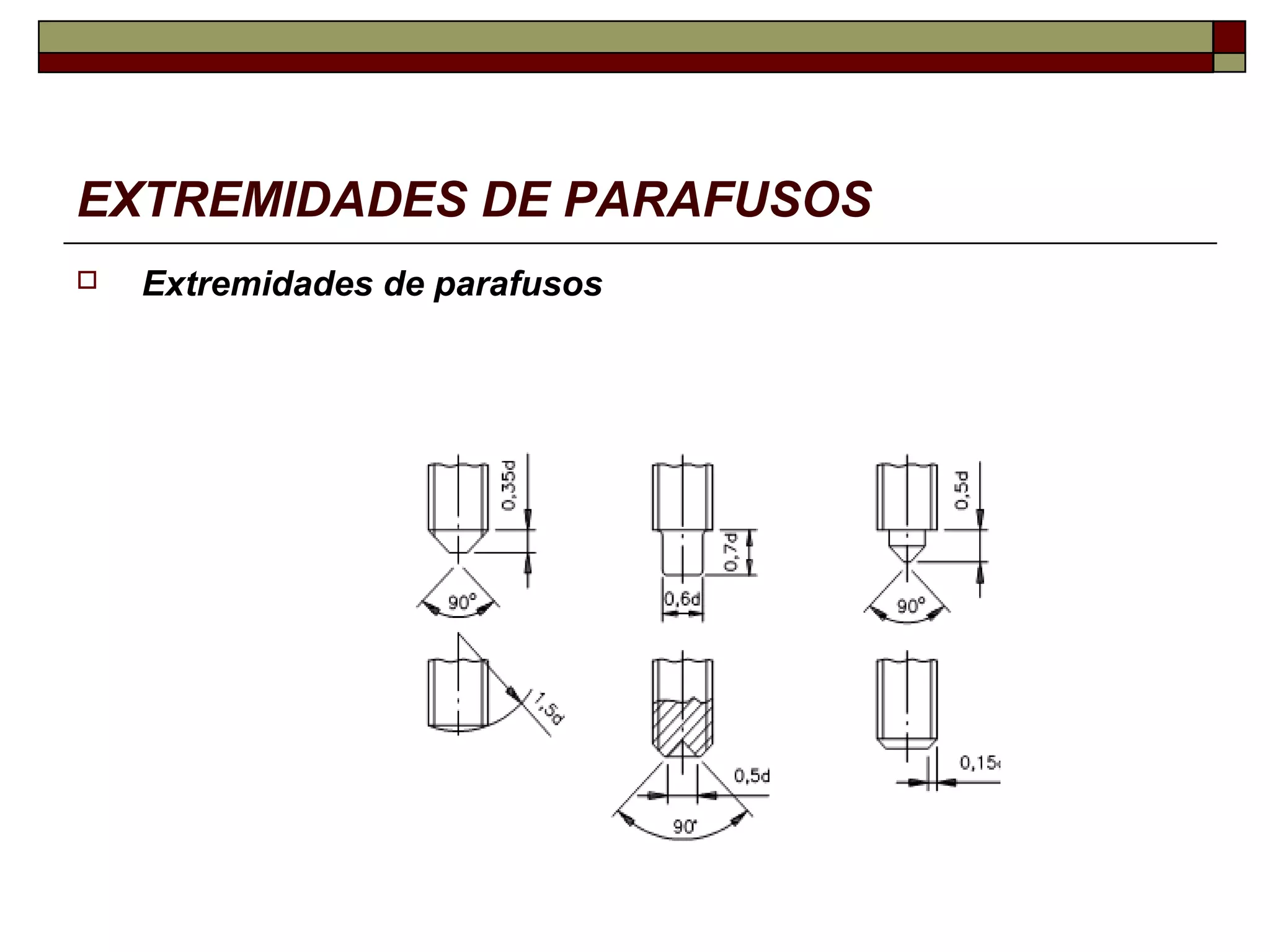 EXTREMIDADES DE PARAFUSOS
   Extremidades de parafusos
 