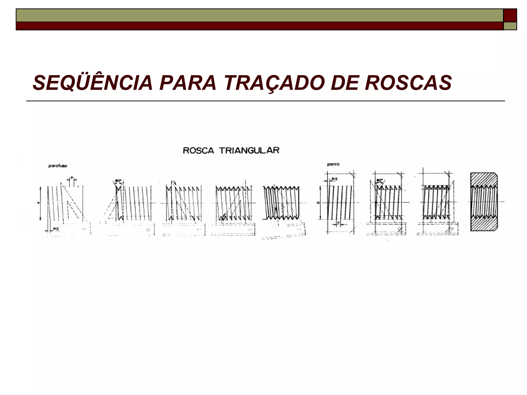SEQÜÊNCIA PARA TRAÇADO DE ROSCAS
 