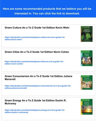 Student Green Guide Green Education An a To Z Guide 1st Edition Julie Newman | PDF