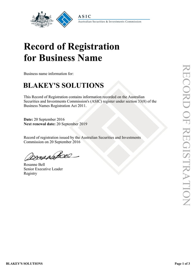 ABN Certificate Blakeys Solutions PDF