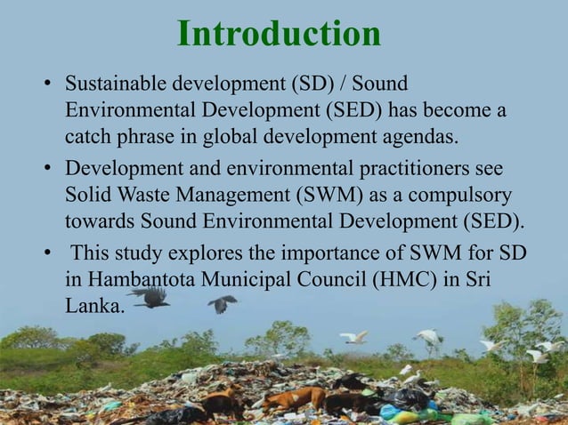 The importance of Solid Waste Management (SWM) for Sustainable ...