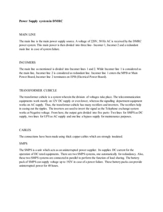 Main Incomer Line DMRC_COLLEGE_REPORT | DOCX