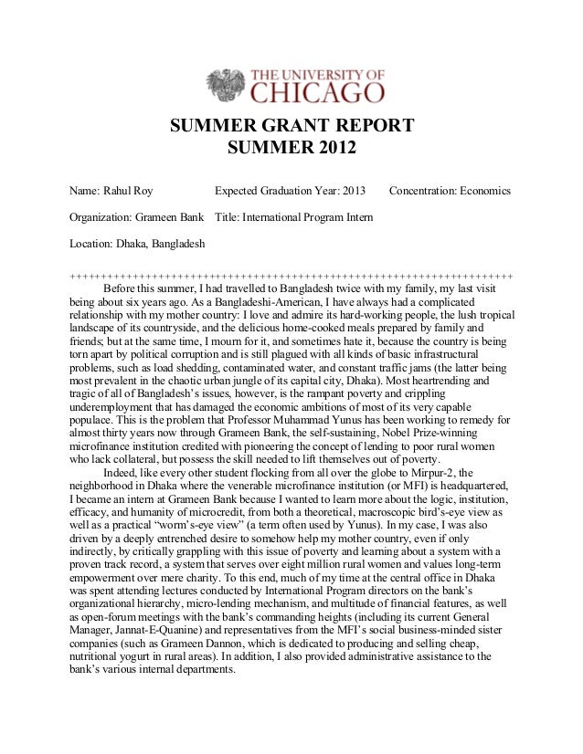 grant report sample Roy, Rahul_UChicago Travel Grant Report_Summer 2012_Writing Sample grant report sample Roy, Rahul_UChicago Travel Grant Report_Summer 2012_Writing Sample