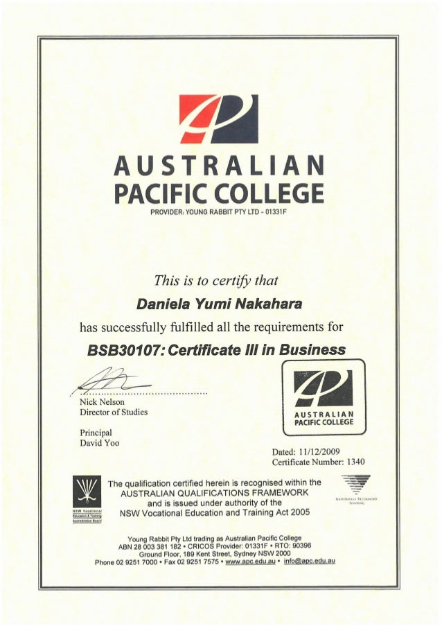 Certificate III in Business - Australian Pacific College 