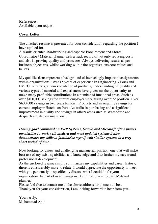 abid resume references available upon request in cover letter