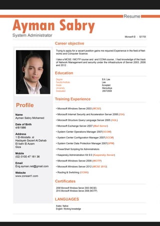 CV (Ayman Sabry Mohamed)