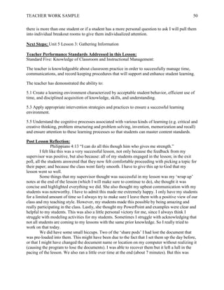 Emily Maddock Teacher Work Sample with Completed Logs | PDF