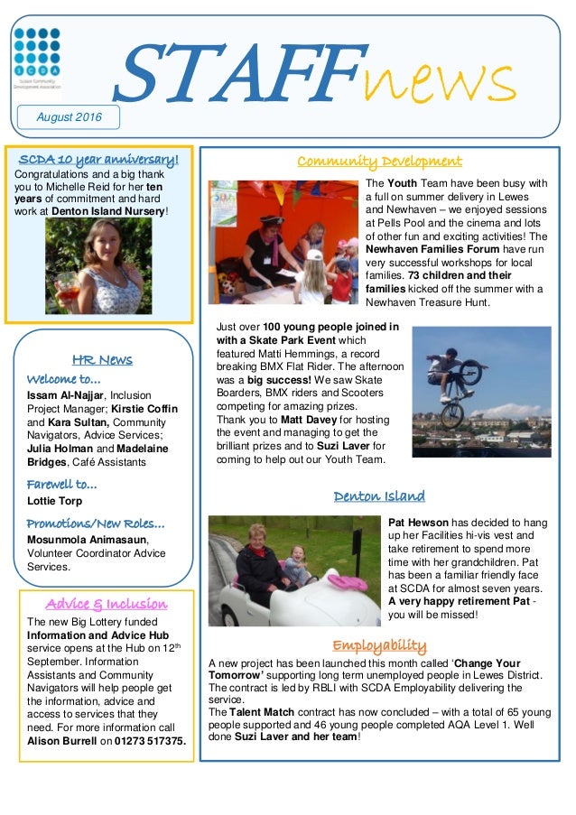 Staff Newsletter August 2016 Staff Newsletter August 2016