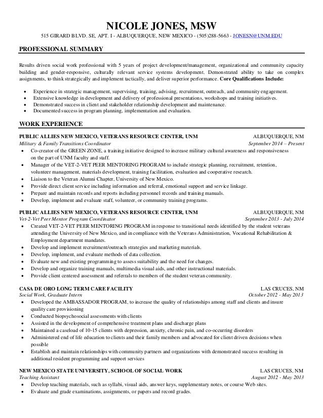 professional summary for social worker