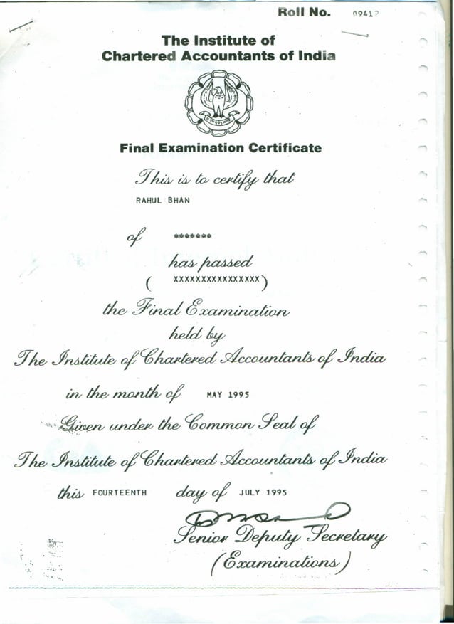 Chartered Accountant Certificate