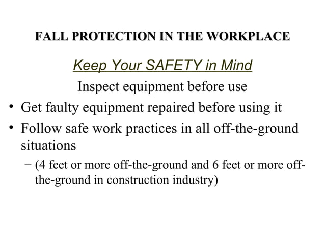 Ppt workplace-fall-protection | PPT