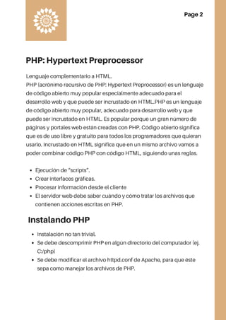 Diseño e instalación de sitios web (PHP hypertext preprocessor)
