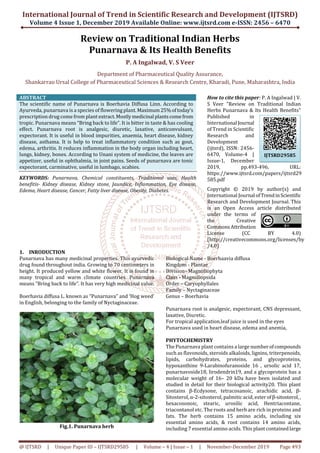 Review on Traditional Indian Herbs Punarnava and Its Health Benefits | PDF