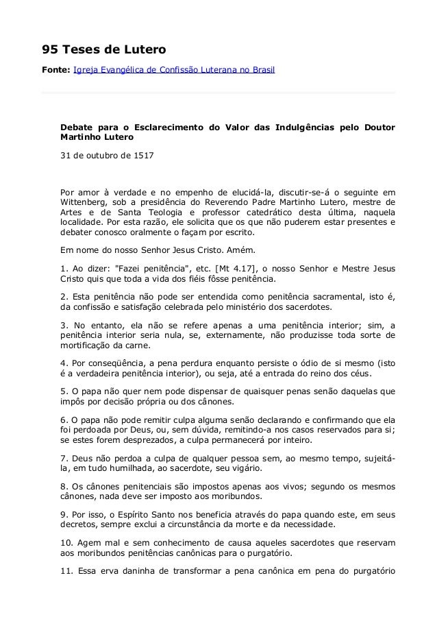 95 teses de martinho lutero