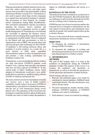 Usefulness of Telemedicine during Covid 19 Pandemic Situation in India ...
