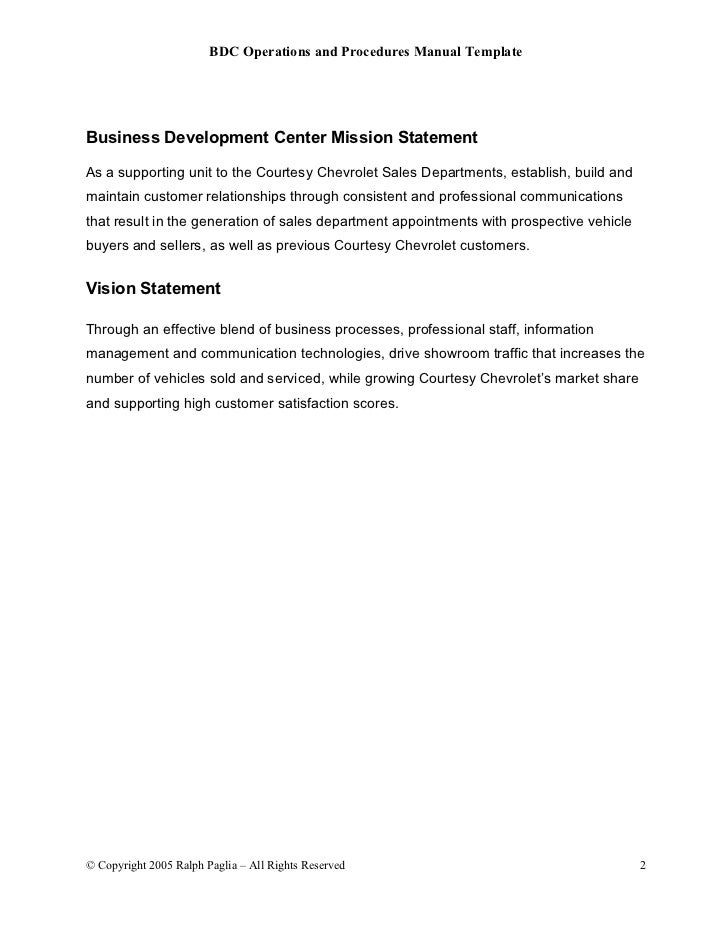 96 bdc operations manual template