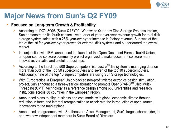 Sun Microsystems Q2 2009 Earnings Releases