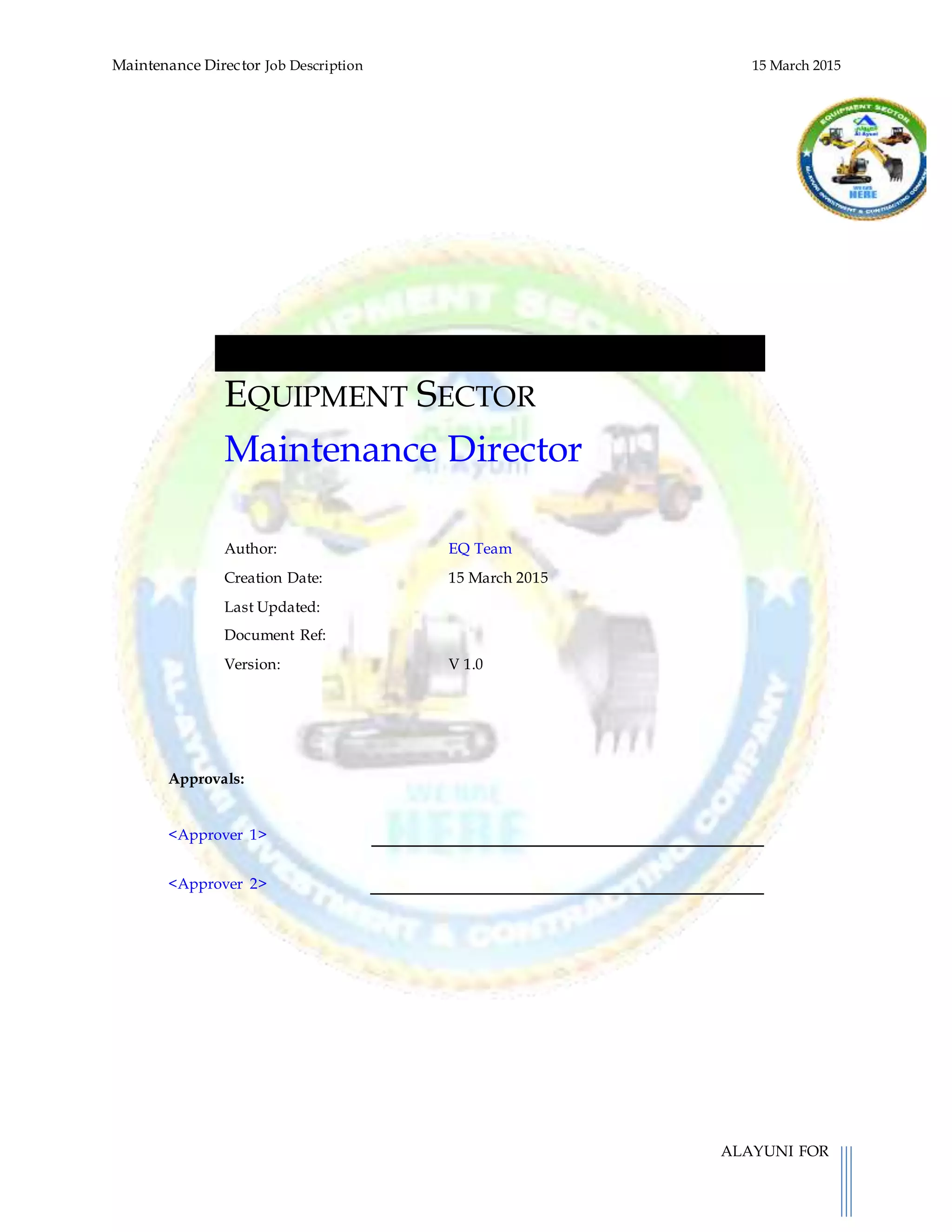 Maintenance Director JD Updated PDF