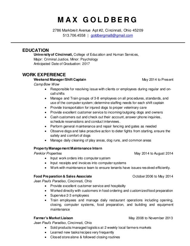max s goldberg resume july 2015