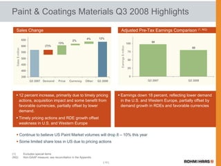 Rohm & Haas 3Q earnings release