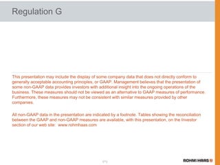 Rohm & Haas 3Q earnings release