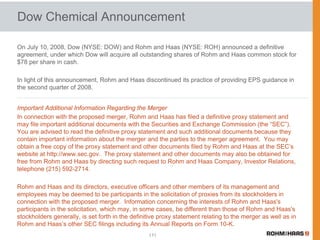 Rohm & Haas 3Q earnings release