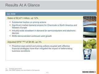 Rohm & Haas 3Q earnings release