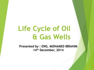 Life Cycle of Oil
& Gas Wells
Presented by : ENG. MOHAMED IBRAHIM
14th December, 2014
 
