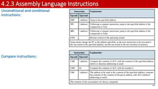 4.2.3 Assembly Language Instructions
Unconditional and conditional
instructions:
Compare instructions:
48
 