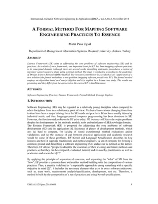 A Formal Method for Mapping Software Engineering Practices to Essence | PDF
